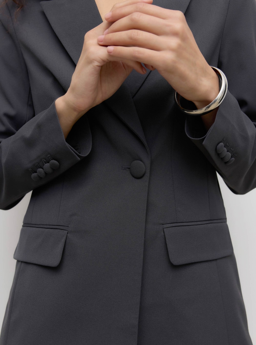 Vero Moda Aware Viga Regular Fit Blazer - Dark Grey Melange