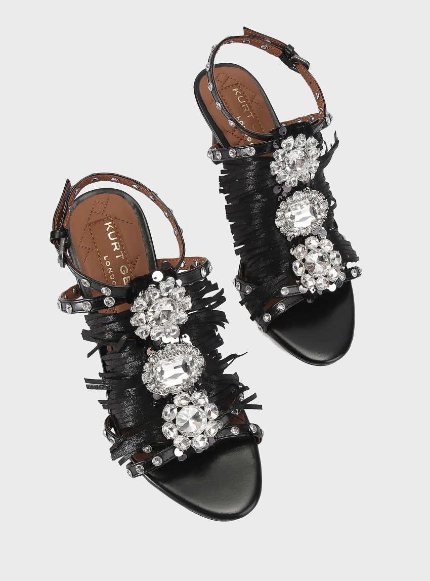 Kurt Geiger Jewel Fringe Sandals - Black