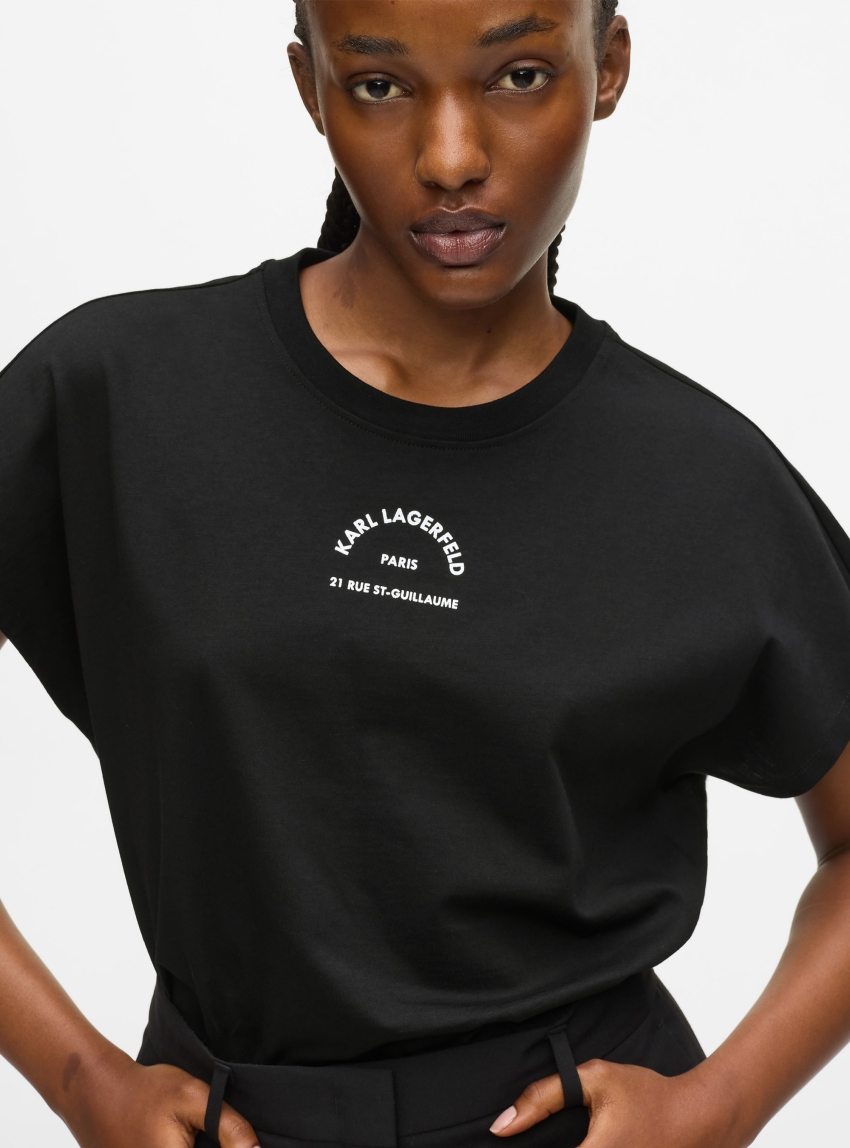 Karl Lagerfeld Rue St-Guillaume Glitter T-Shirt - Black