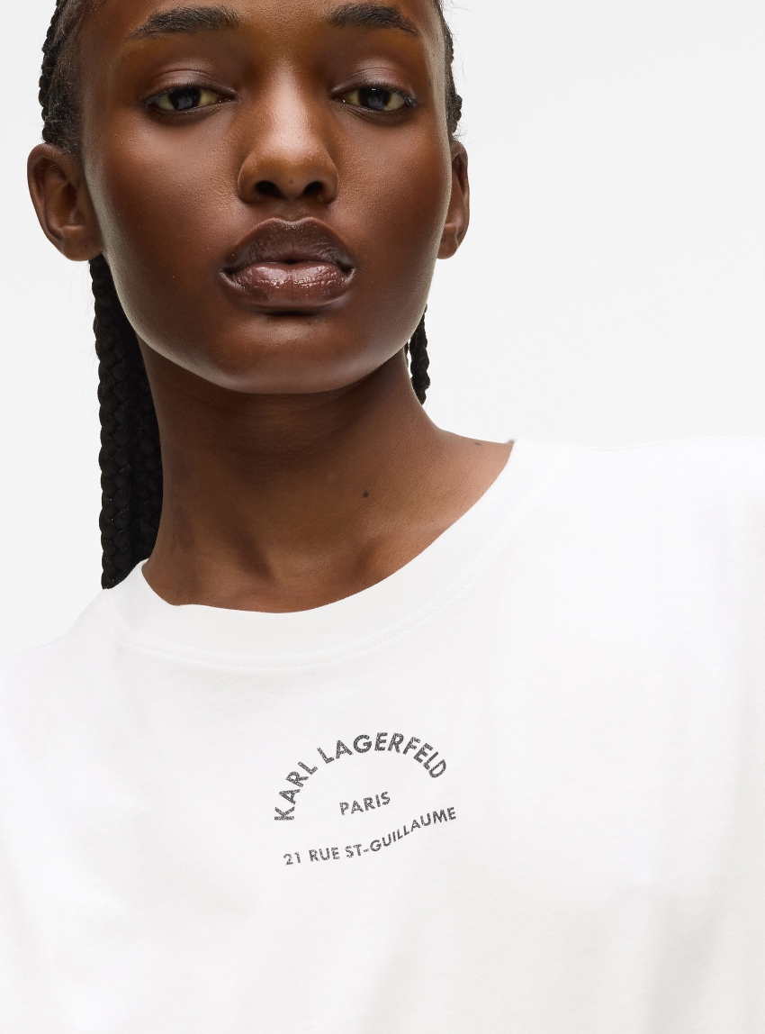 Karl Lagerfeld Rue St-Guillaume Glitter T-Shirt - White