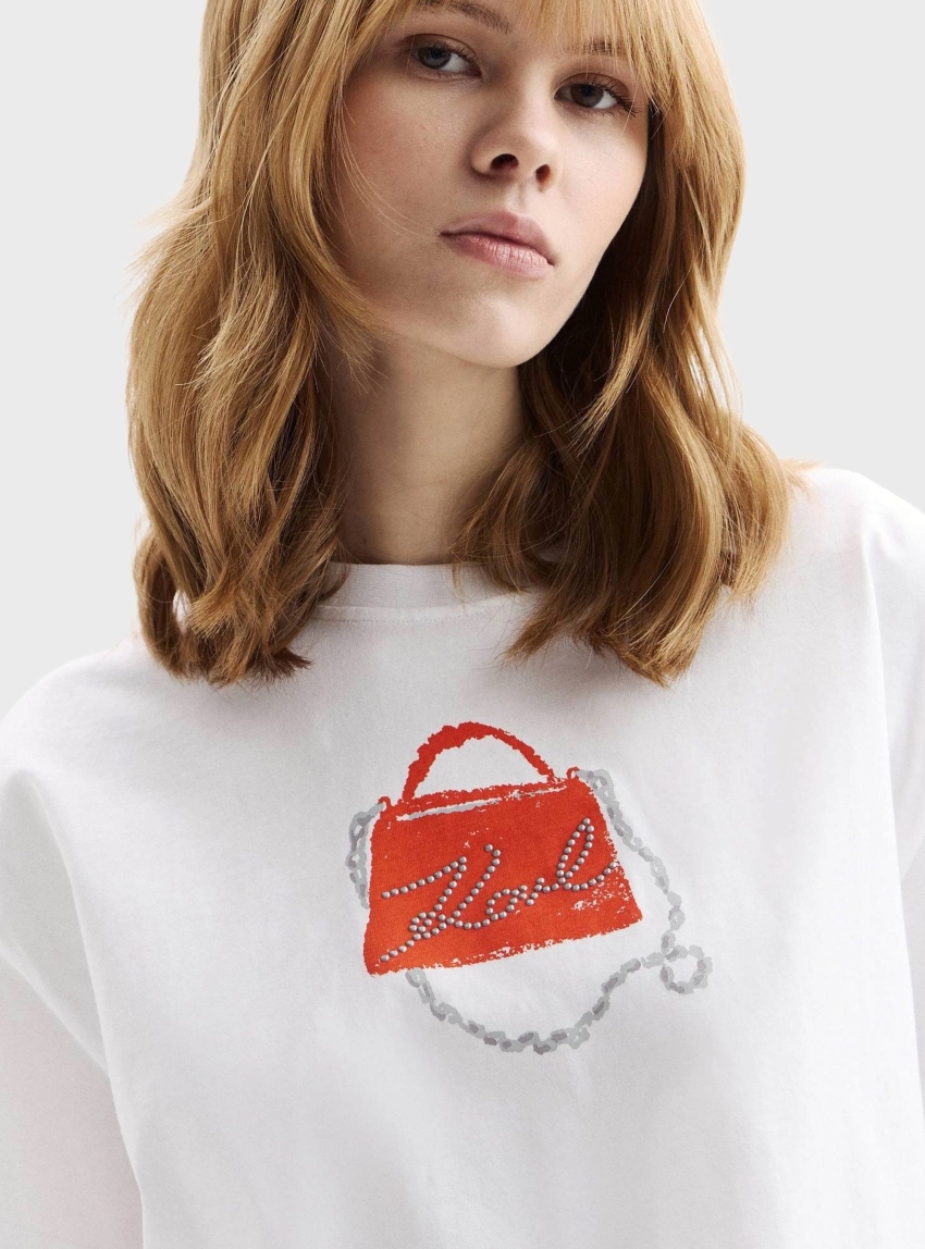 Karl Lagerfeld Signature Bag T-Shirt - White