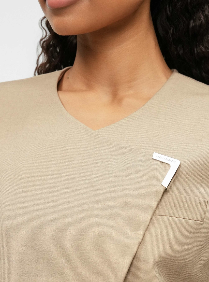 Karl Lagerfeld Metal Detail Waistcoat - Light Brown