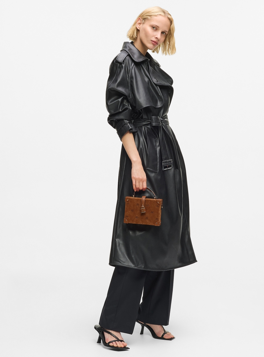 Karl Lagerfeld K/Autograph Padlock Suede Trunk Bag - Tan