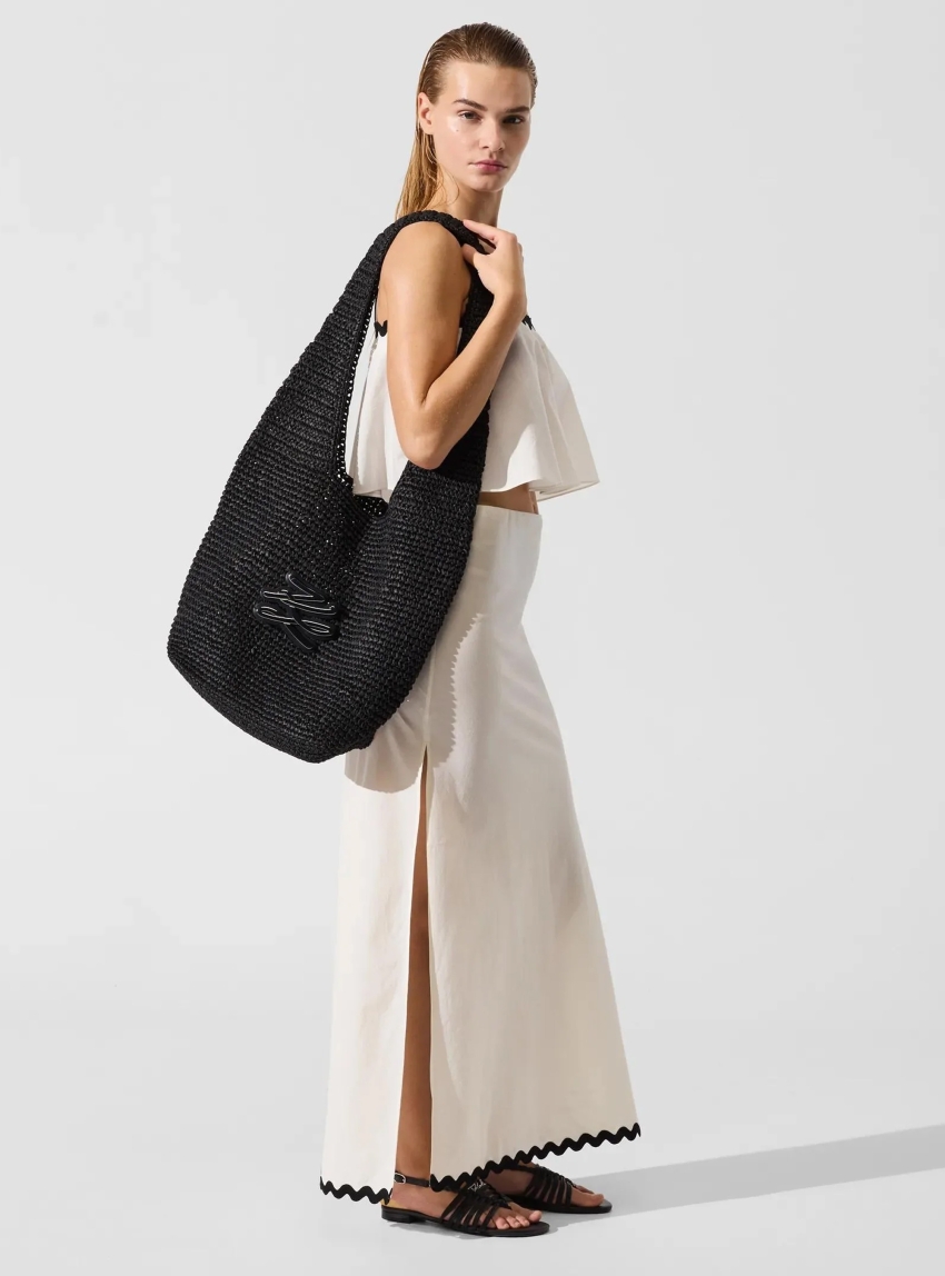 Karl Lagerfeld K/Autograph Crochet Hobo Bag - Black