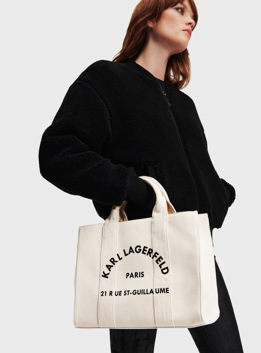 Karl Lagerfeld Rue St-Guillaume Medium Square Tote Bag - Natural