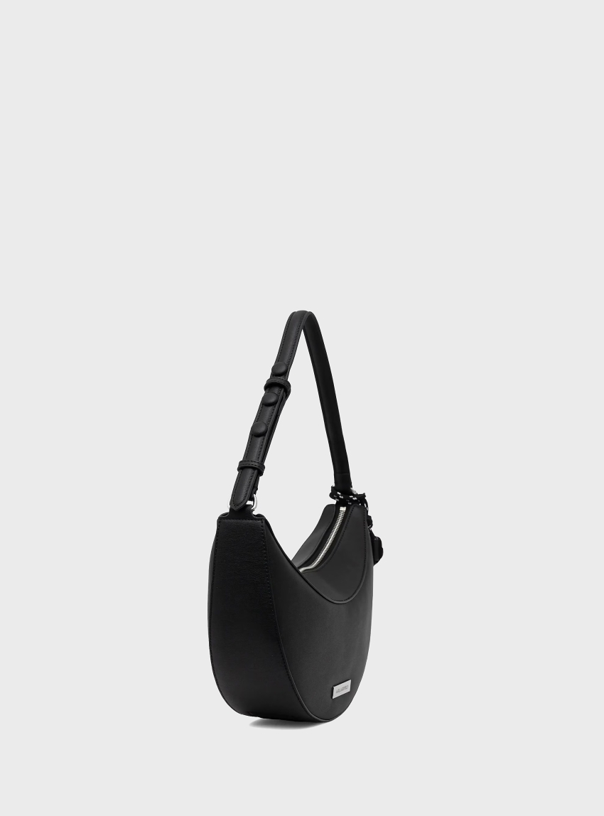 Karl Lagerfeld Ikon Smooth Halfmoon Shoulder Bag - Black