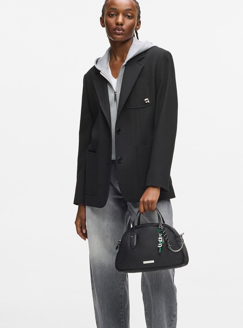 Karl Lagerfeld Ikon Nylon Bowling Bag - Black