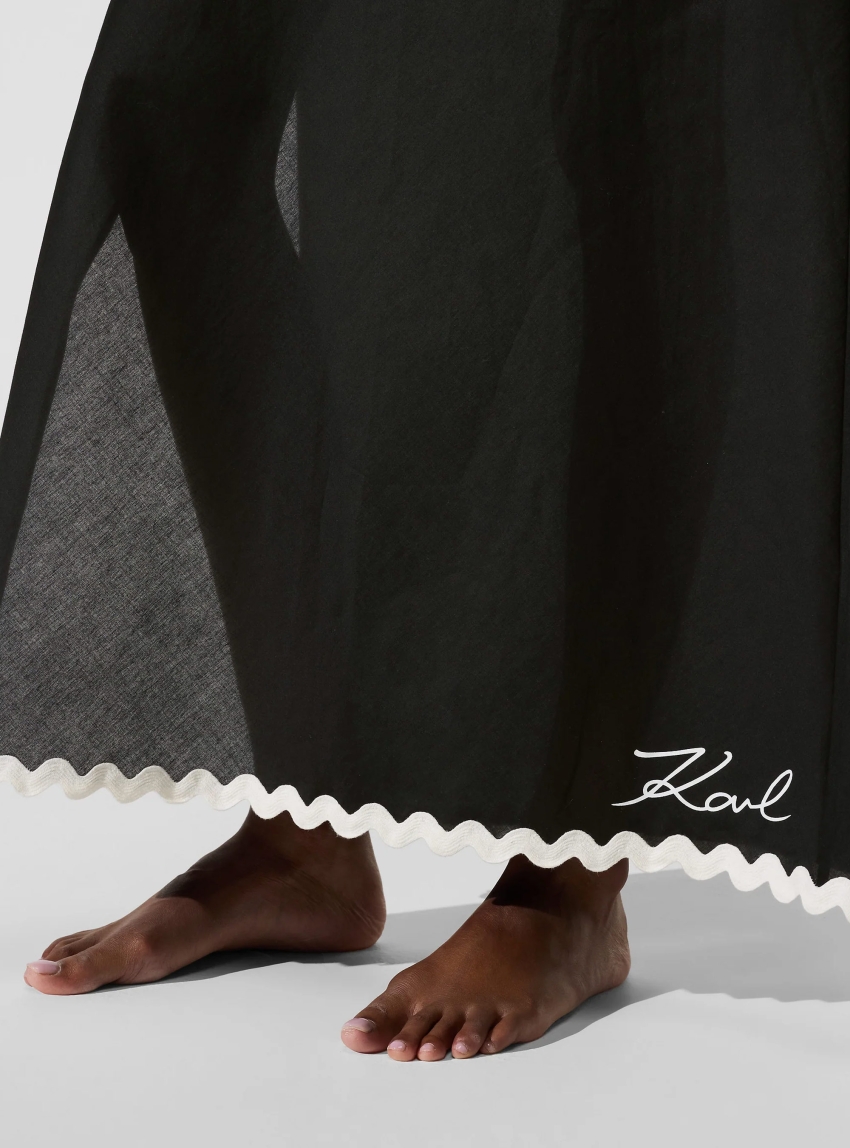 Karl Lagerfeld Signature Scallop Beach Skirt - Black