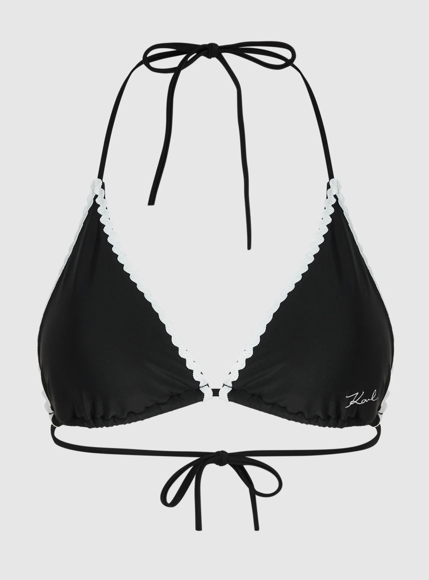 Karl Lagerfeld Scallop Triangle Bikini Top - Black