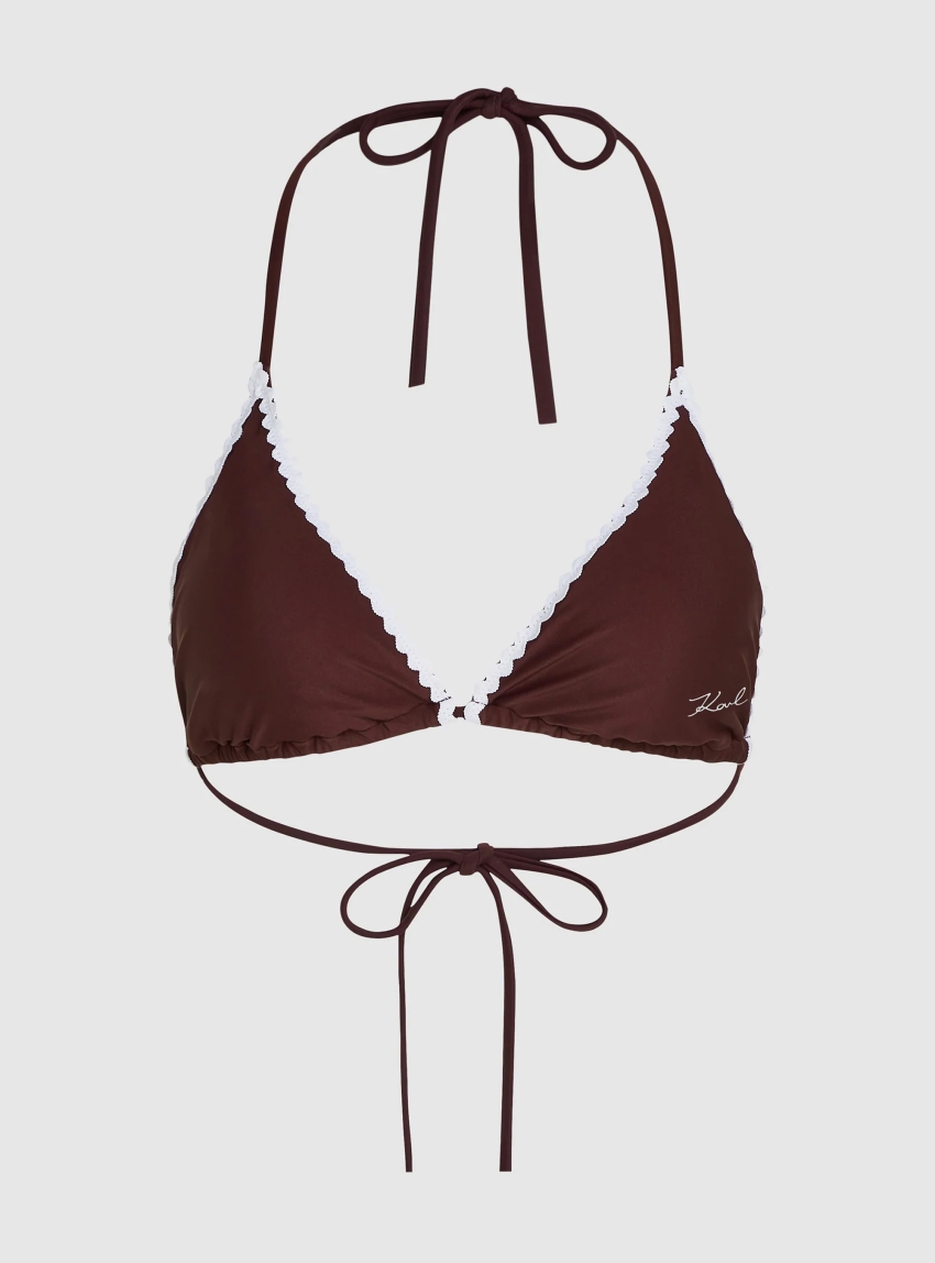 Karl Lagerfeld Scallop Triangle Bikini Top - Brown