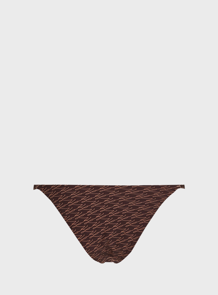 Karl Lagerfeld Autograph Cheeky Tanga Bikini Bottom - Brown