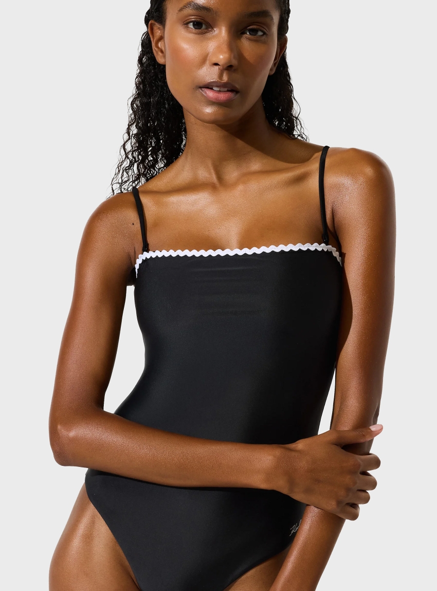 Karl Lagerfeld Scallop Swimsuit - Black