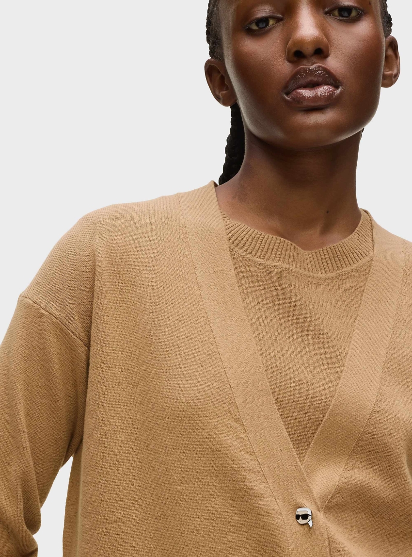 Karl Lagerfeld Ikon Knit Cardigan - Beige