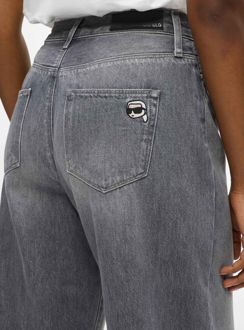 Karl Lagerfeld Ikon Barrel-Leg Jeans - Light Grey