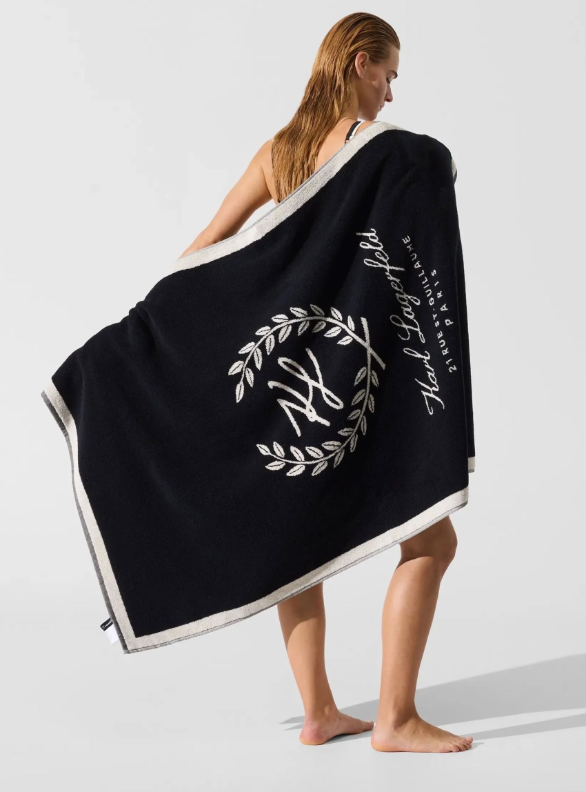 Karl Lagerfeld Crest Beach Towel - Black
