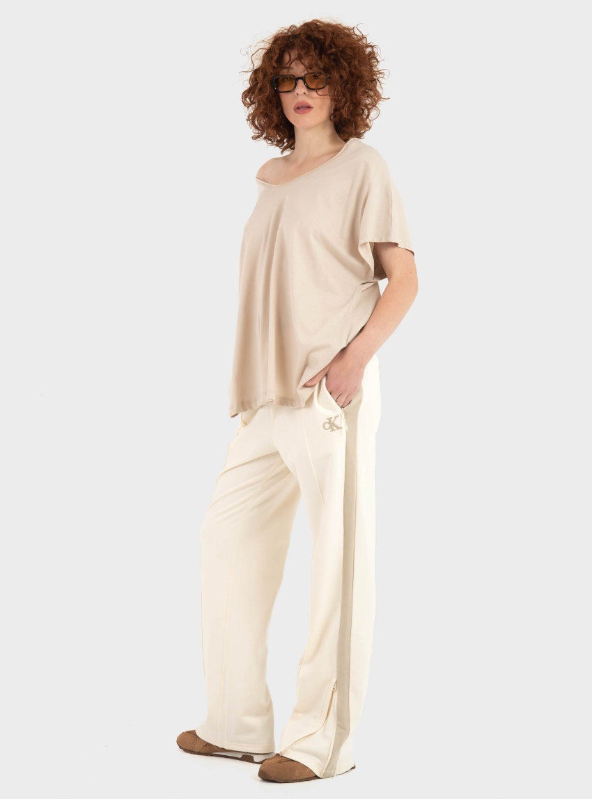 Calvin Klein STRETCH TERRY TRACK PANTS - Off White