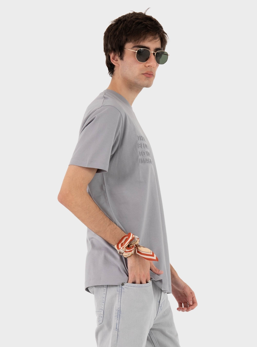 Karl Lagerfeld Embossed Quote T-Shirt - Dark Grey