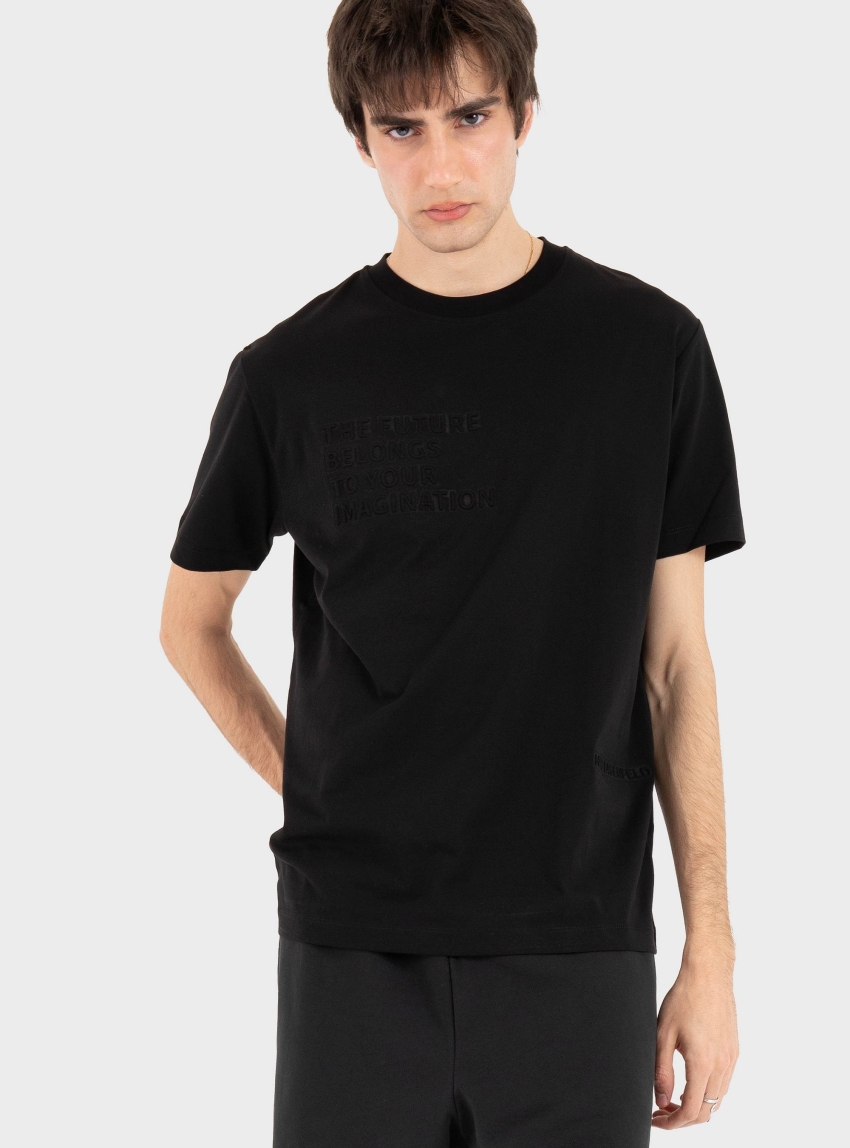 Karl Lagerfeld Embossed Quote T-Shirt - Black