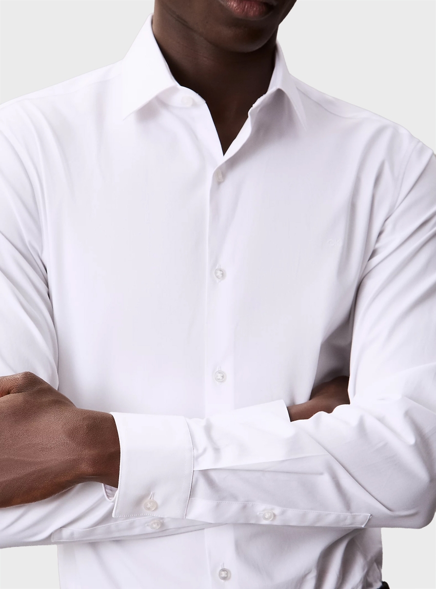 Calvin Klein Slim Stretch Poplin Shirt - White