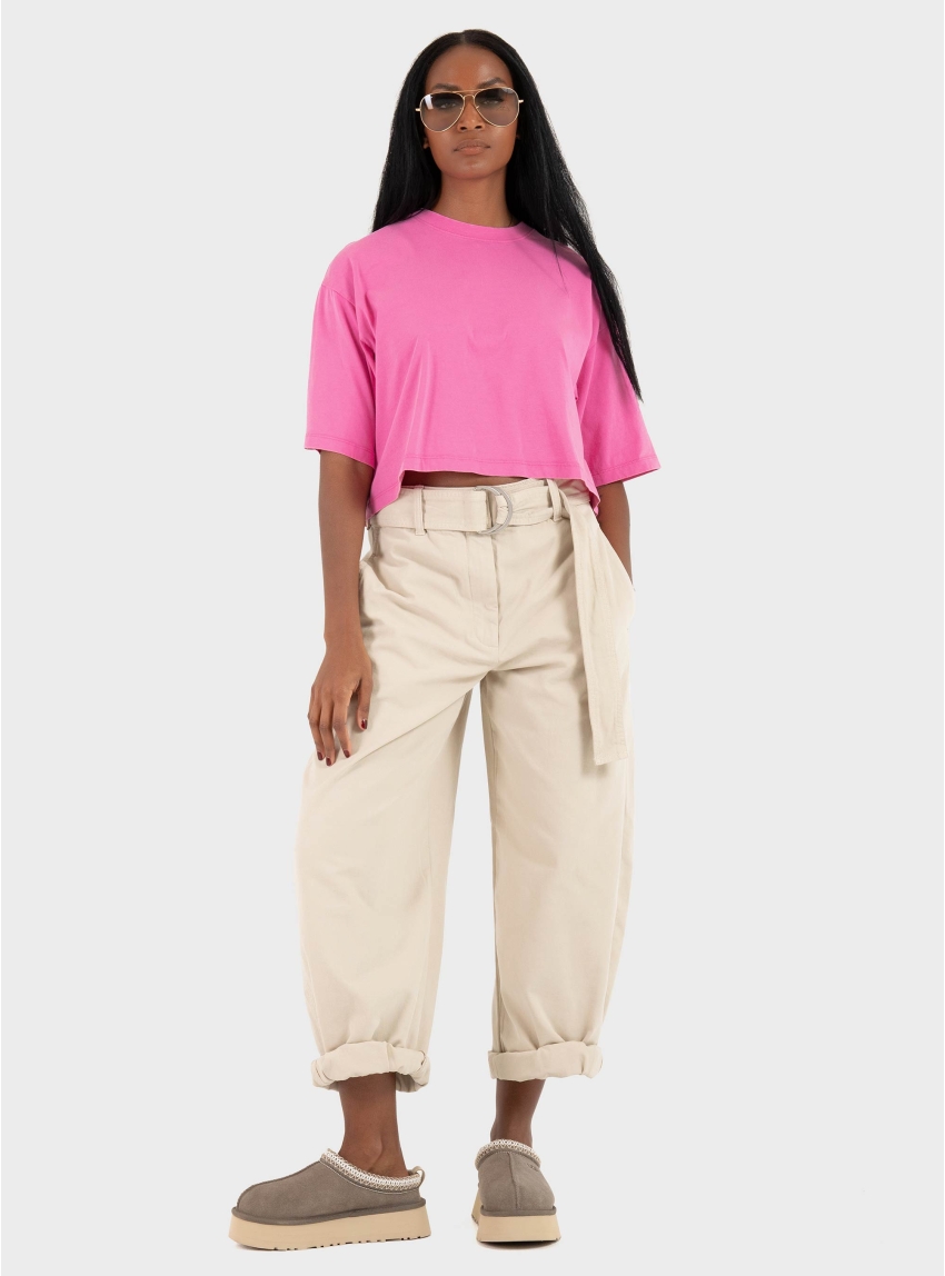 JJXX Andrea Loose Cropped Wash Tee - Hot Pink