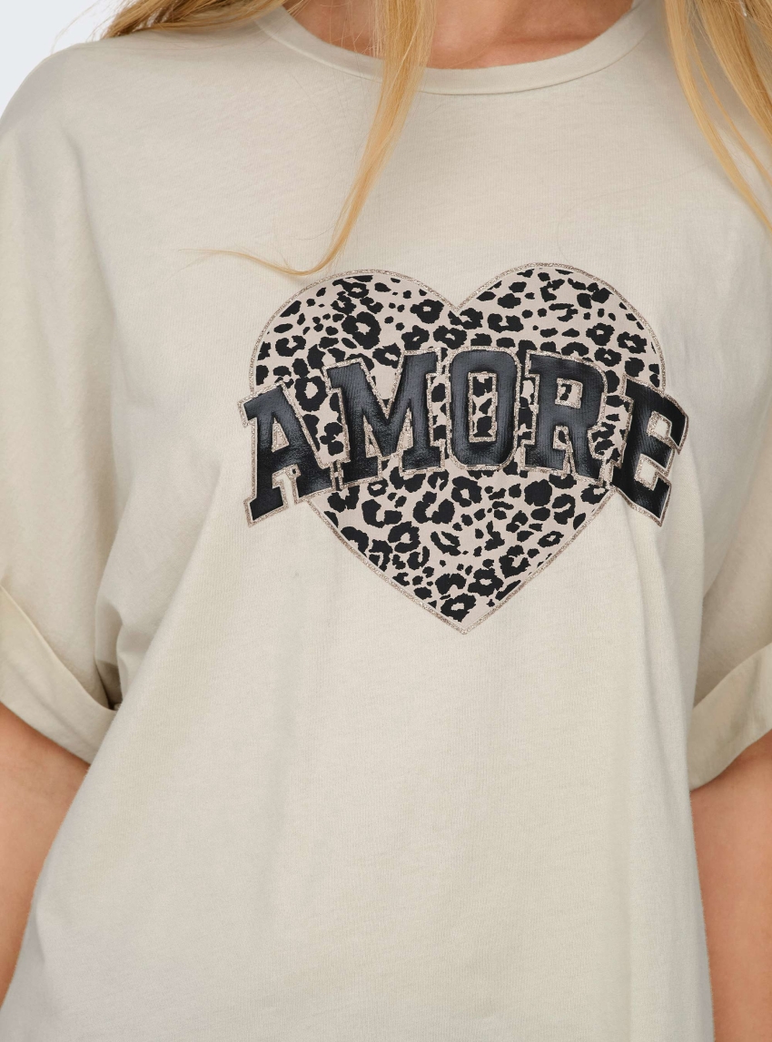 Only Lucy Animal Top - Ecru