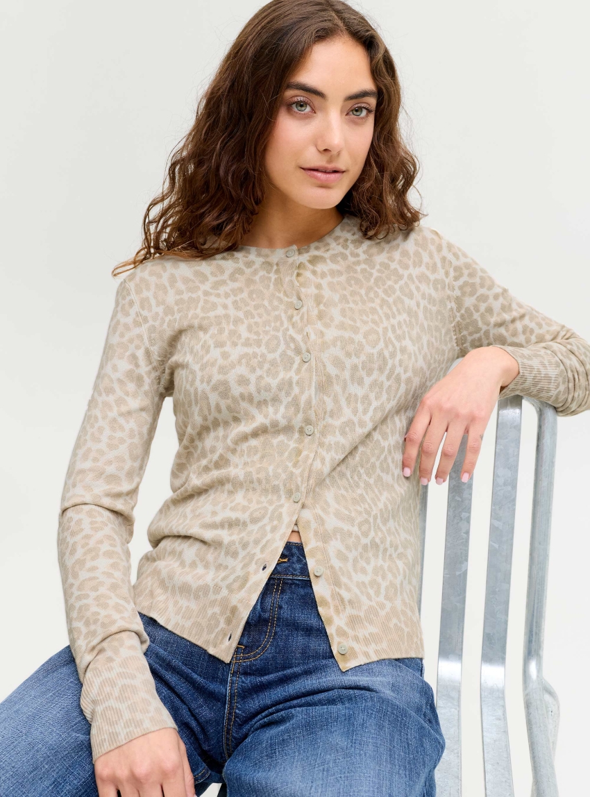 JJXX Ophelia Comfy Print Cardigan Knit - Leopard Print