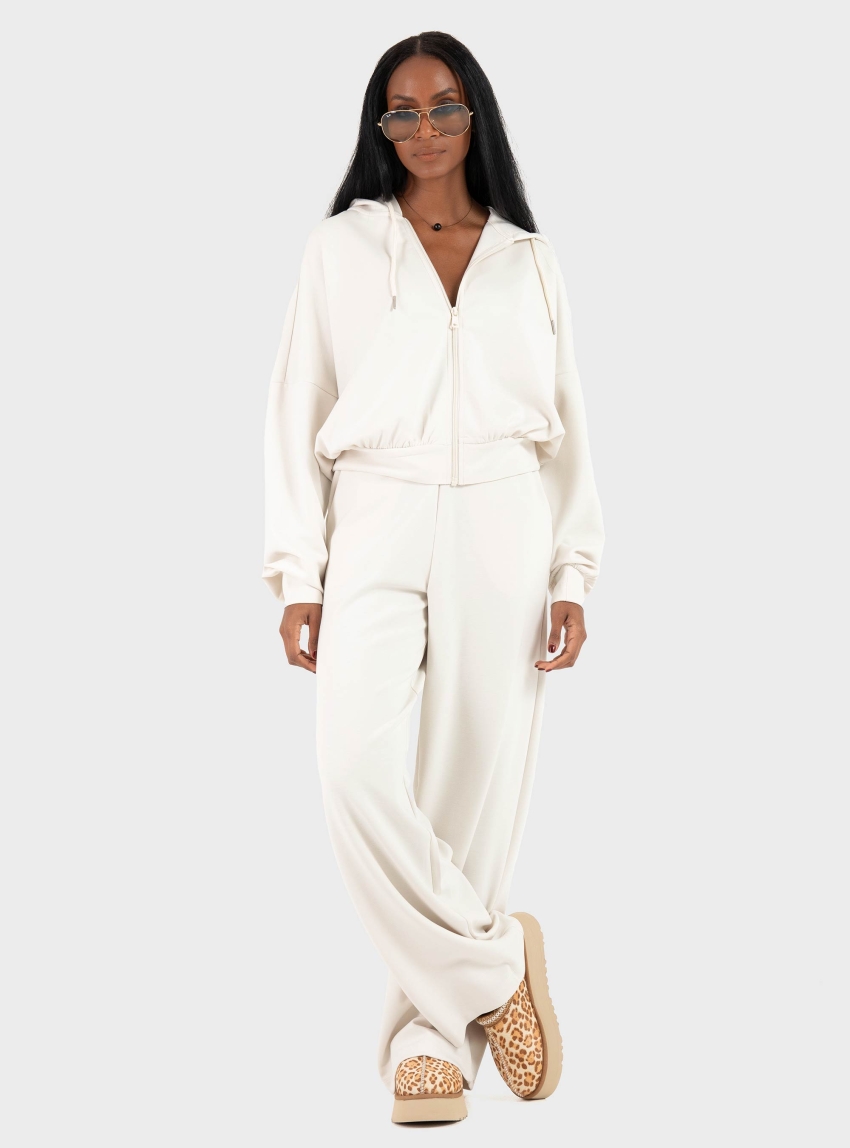 Only Alina Zip Hoodie - Ecru