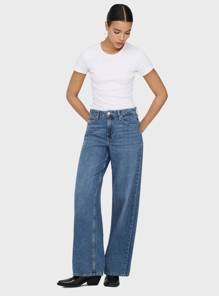 Only Silky Soft High Waist Wide Jeans Pim233 - Medium Aged Denim