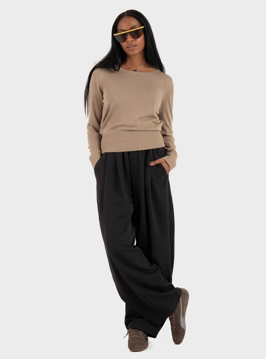Only Mariela Mid Waist Baggy Barrel Pants - Black