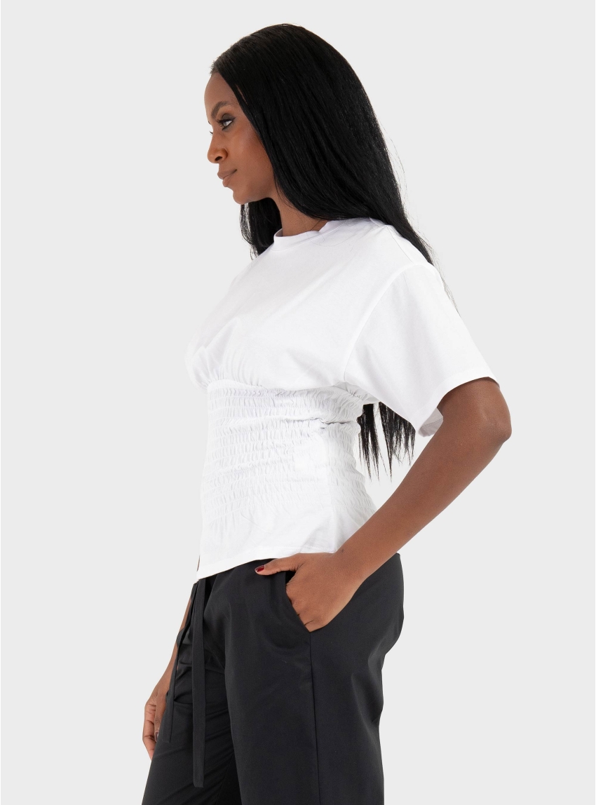 JJXX Evelyn Smock Tee - White