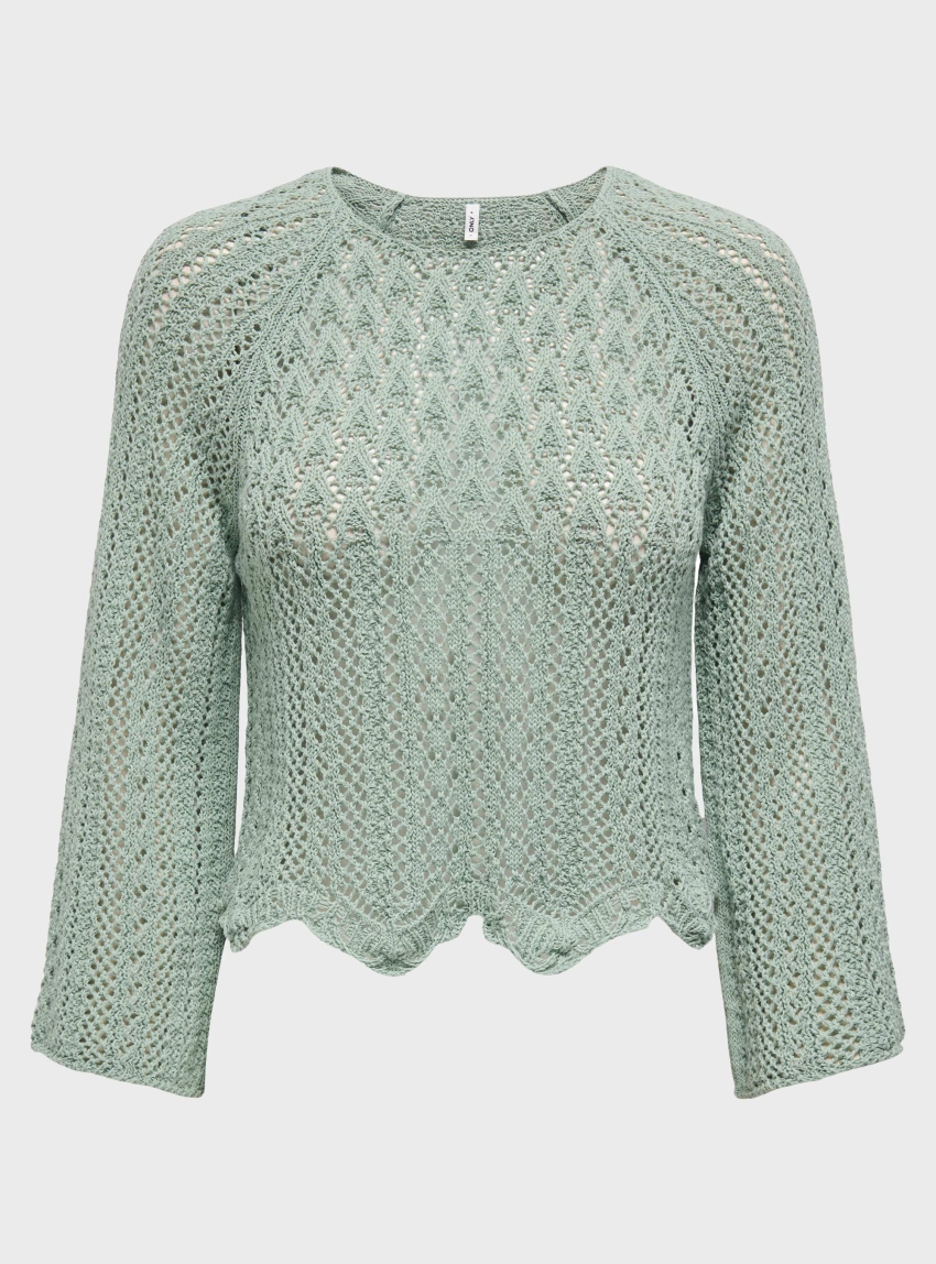 Only Nola 3/4 Pullover Knit - Light Aquamarine