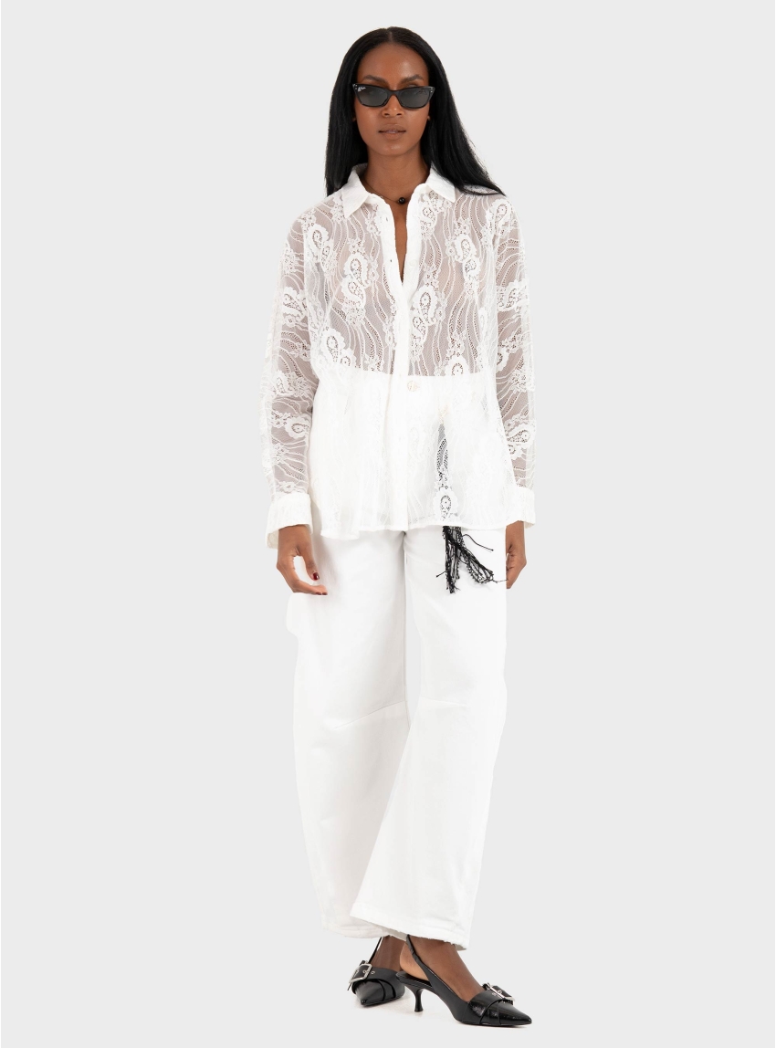 Only Newlina Grace Shaine Shirt - White
