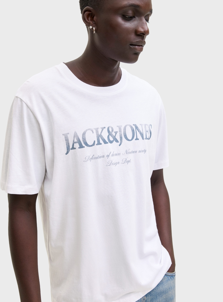 Jack & Jones Devin Daytona Print Tee - White