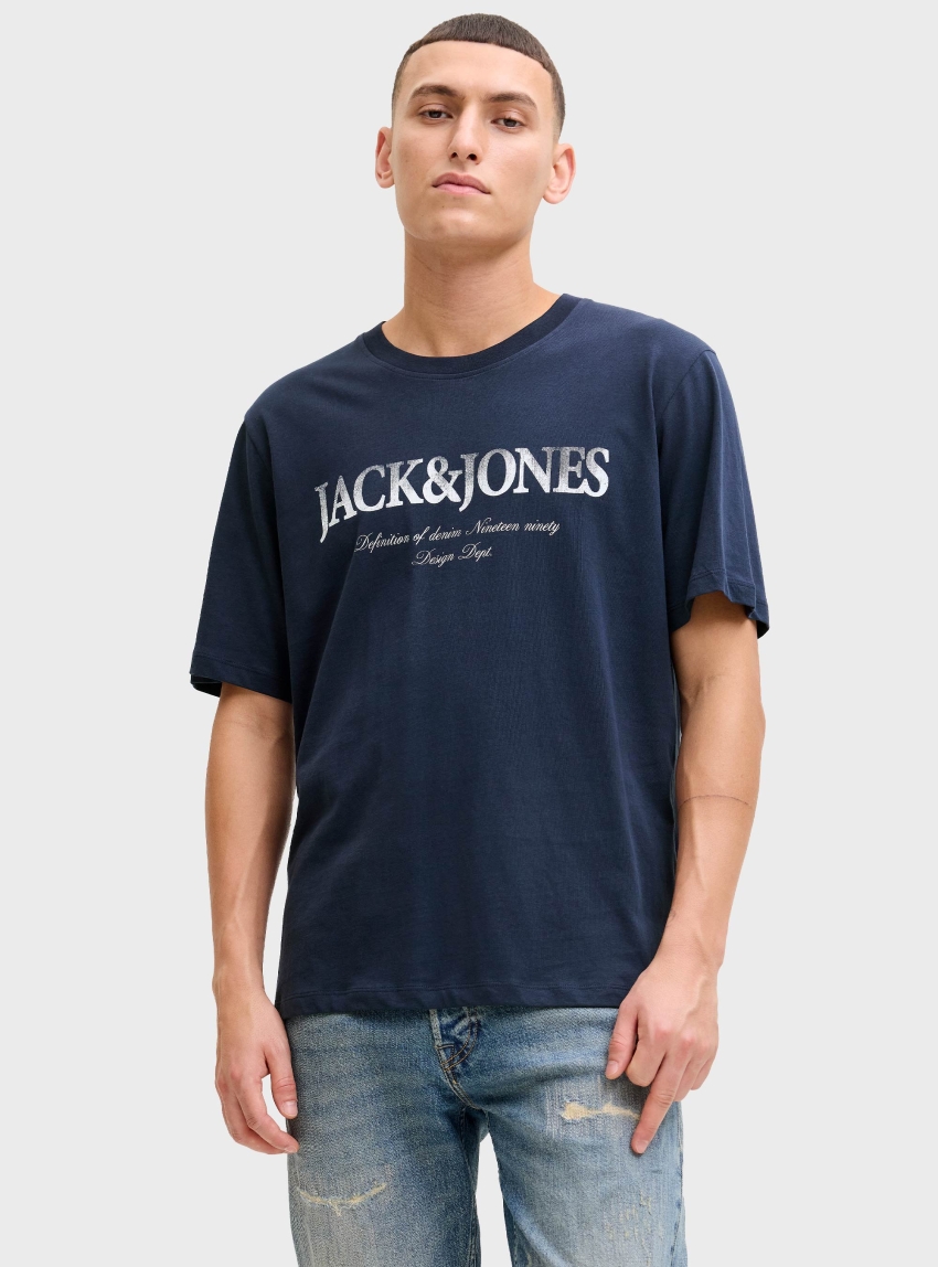 Jack & Jones Devin Daytona Print Tee - Dark Blue