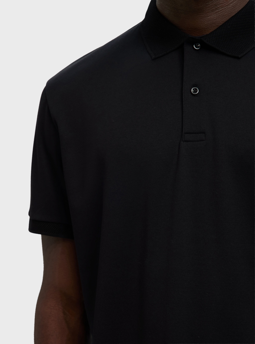 Selected Fave Button Polo Shirt - Black