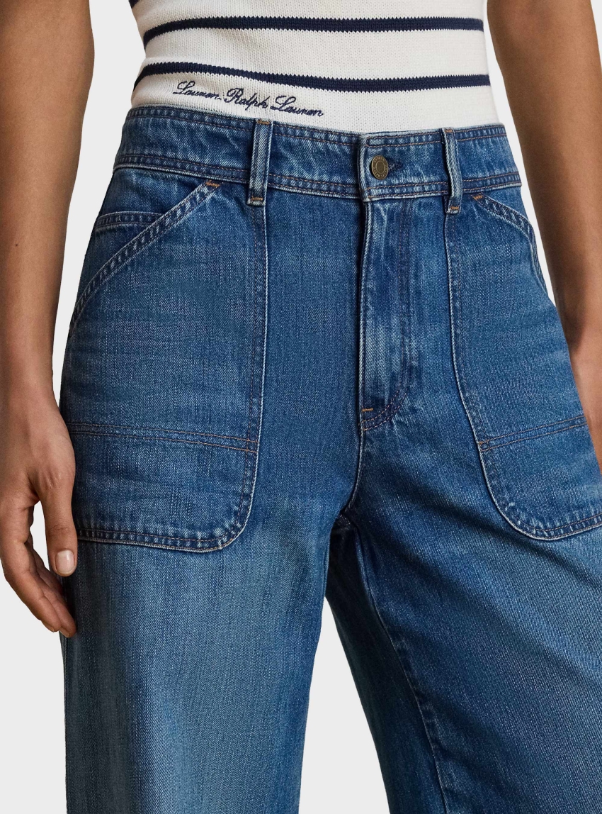 LAUREN Ralph Lauren High-Rise Wide-Leg Jeans - Dark Aged Denim
