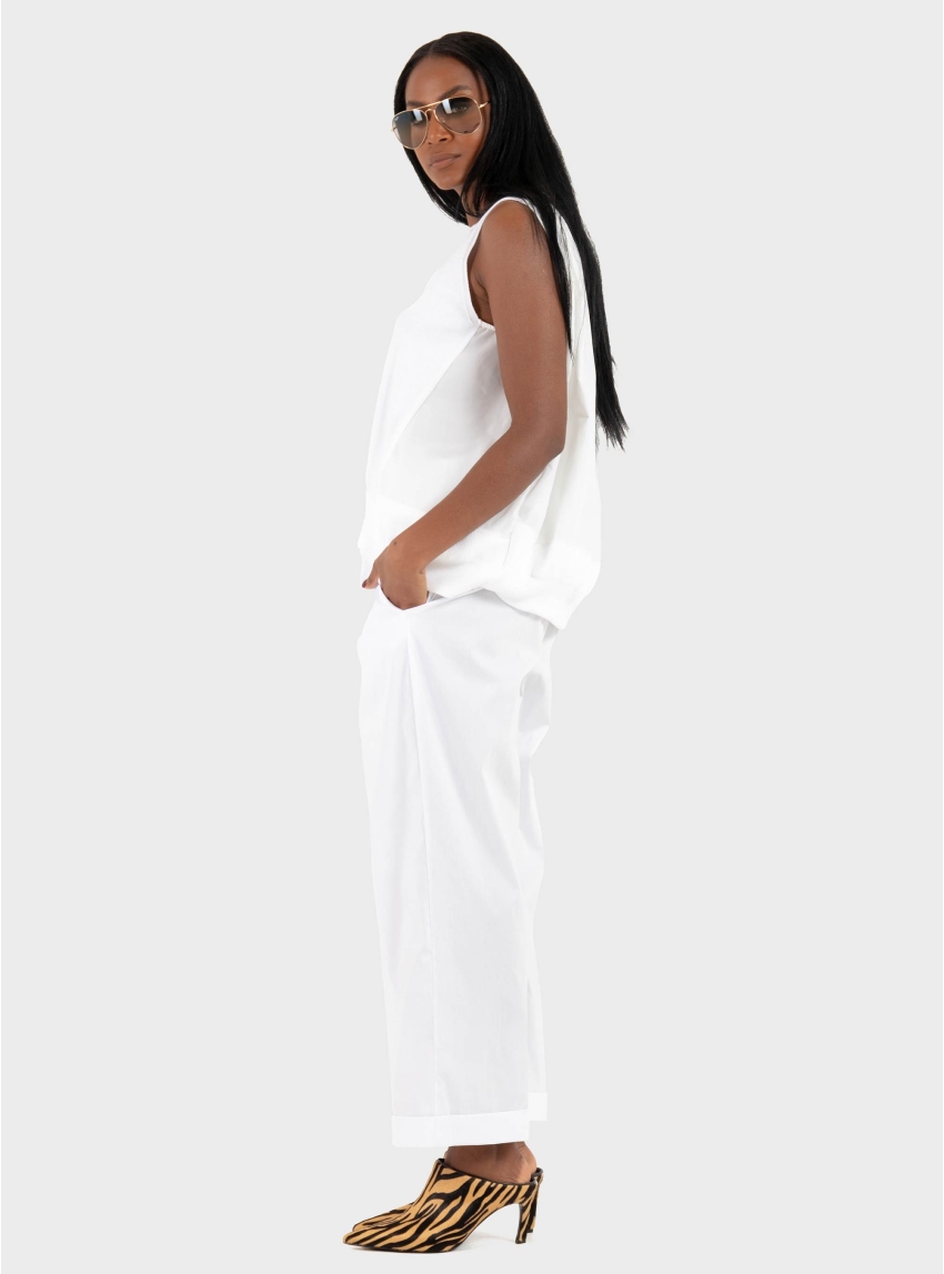 Mei Mei J Mixed Fabric Top - White