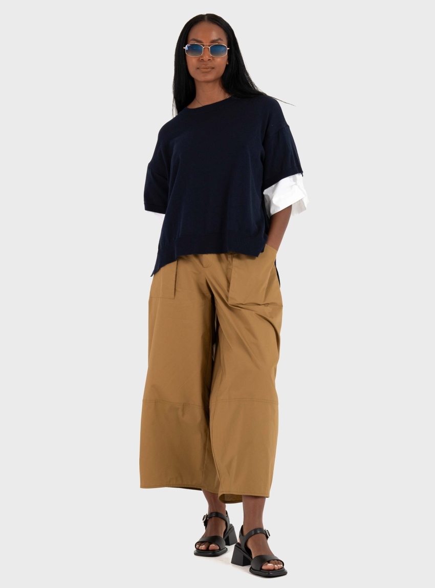 Mei Mei J Loose Cropped Pants - Chestnut