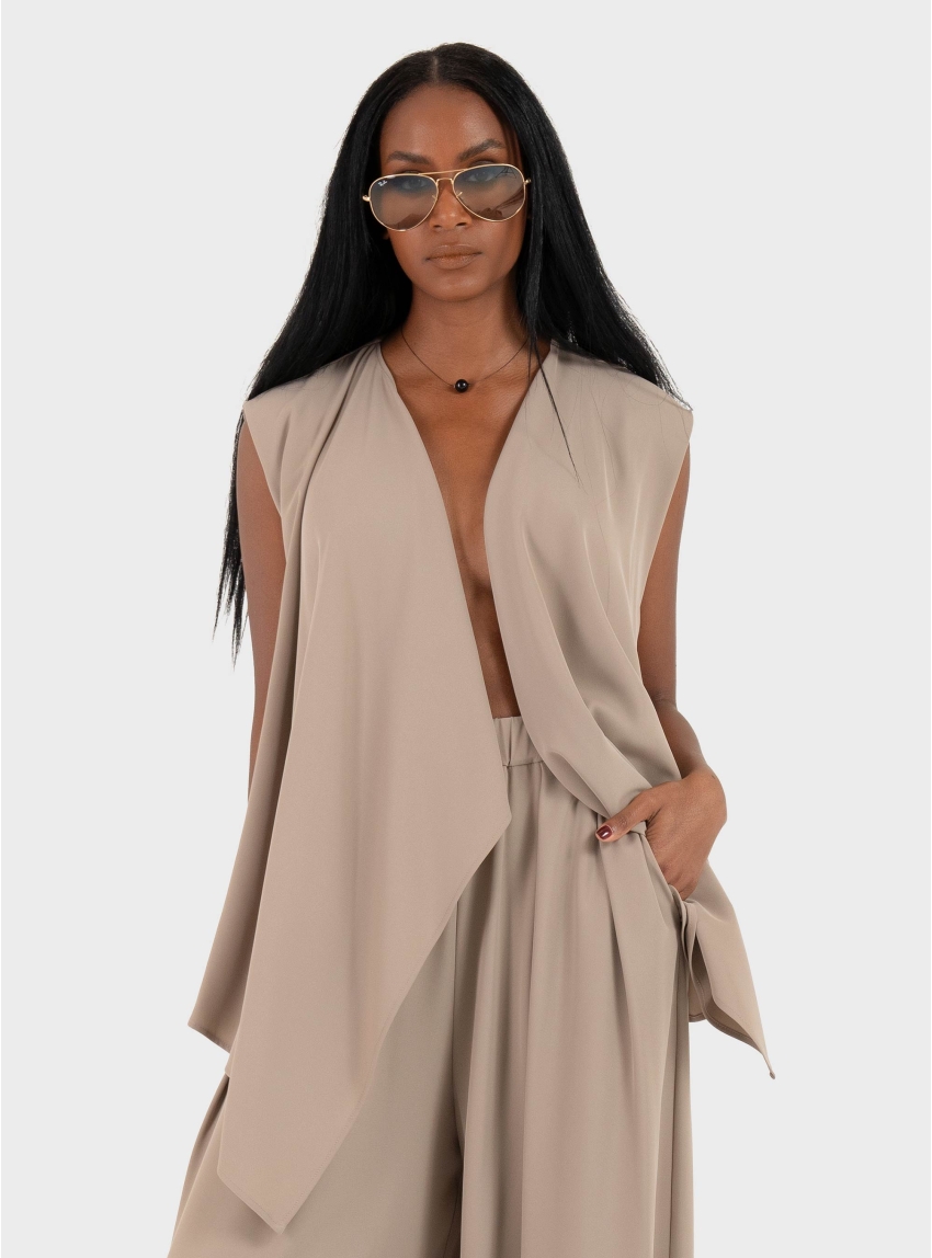 Mei Mei J Waistcoat - Dark Beige