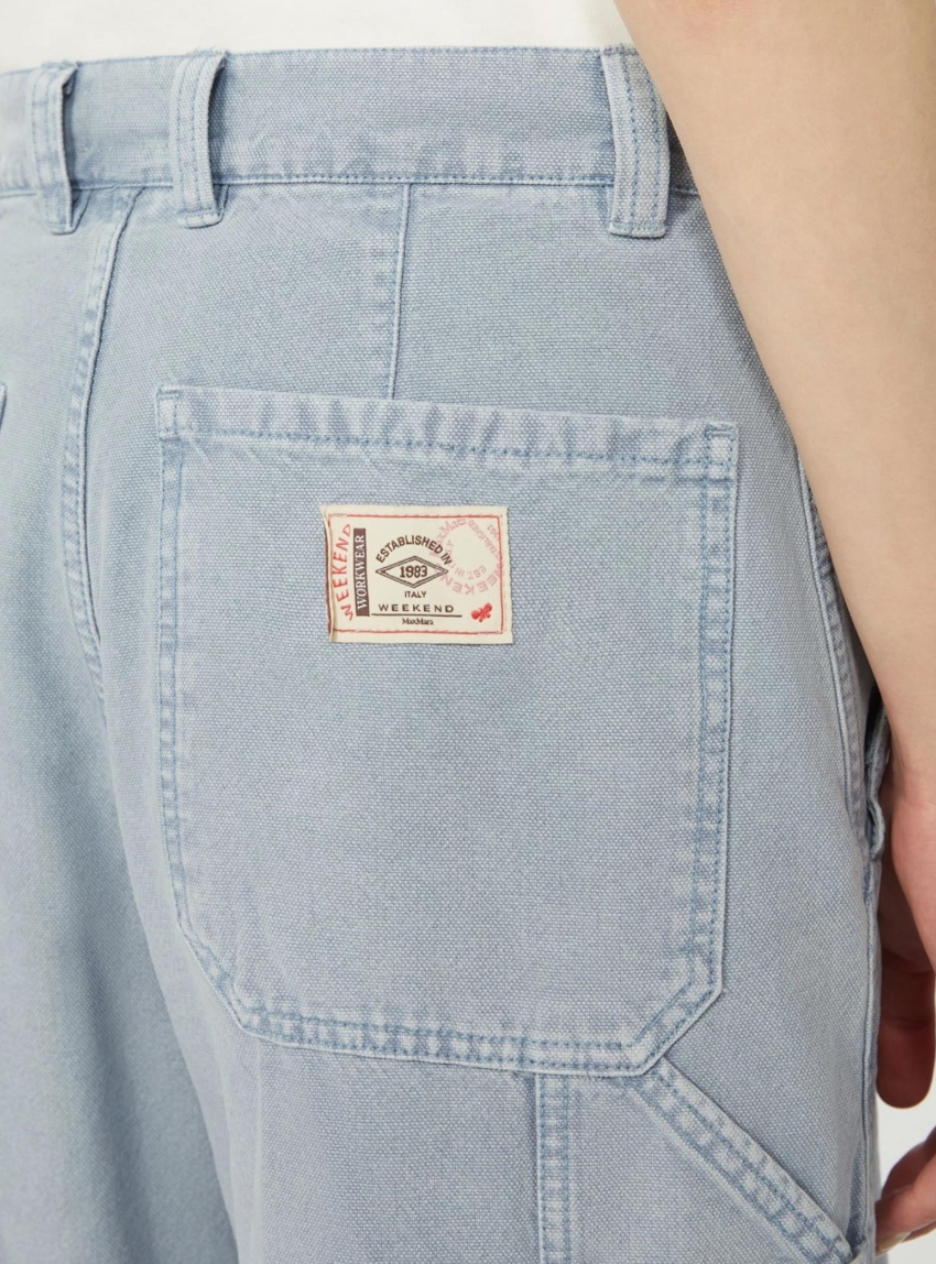Weekend Max Mara Cotton canvas wide-leg trousers SKIPPER - Light Blue