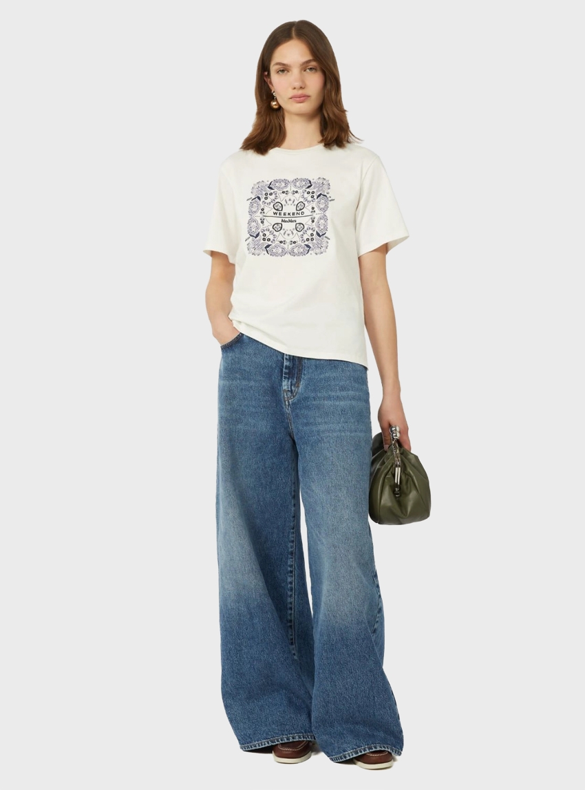 Weekend Max Mara Print and embroidery-adorned cotton T-shirt - White