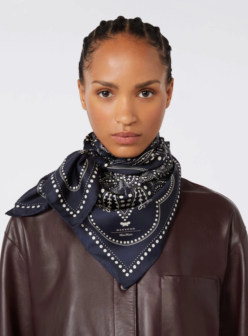 Weekend Max Mara Printed silk square foulard Onesto - Dark Blue