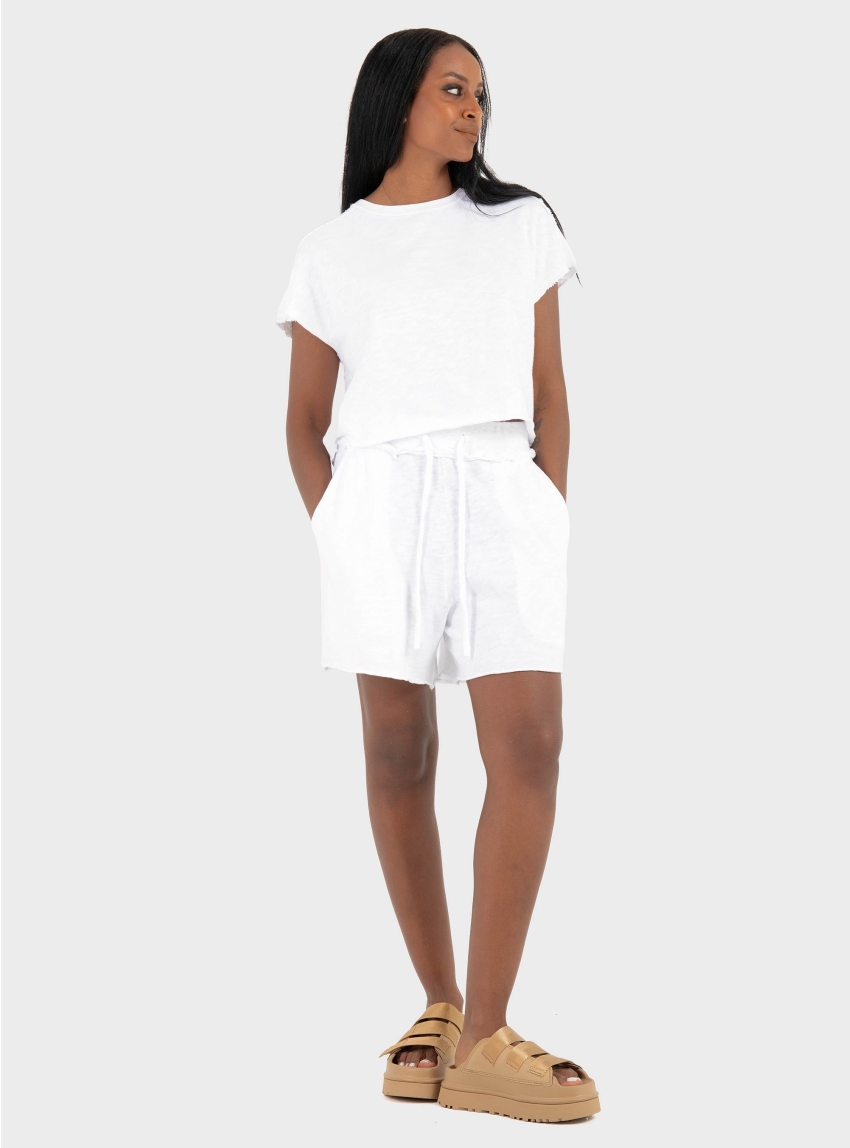 Dirty Laundry Raw Cut Sweatbermuda - White