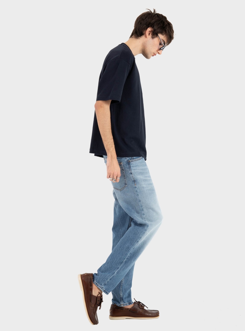 Selected Loose Oscar O-Neck Tee - Blue