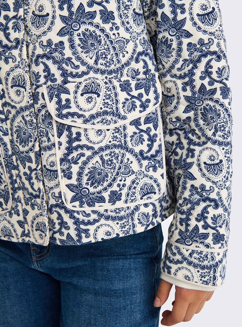 Only Hallie Quilted Jacket - Printed Blue