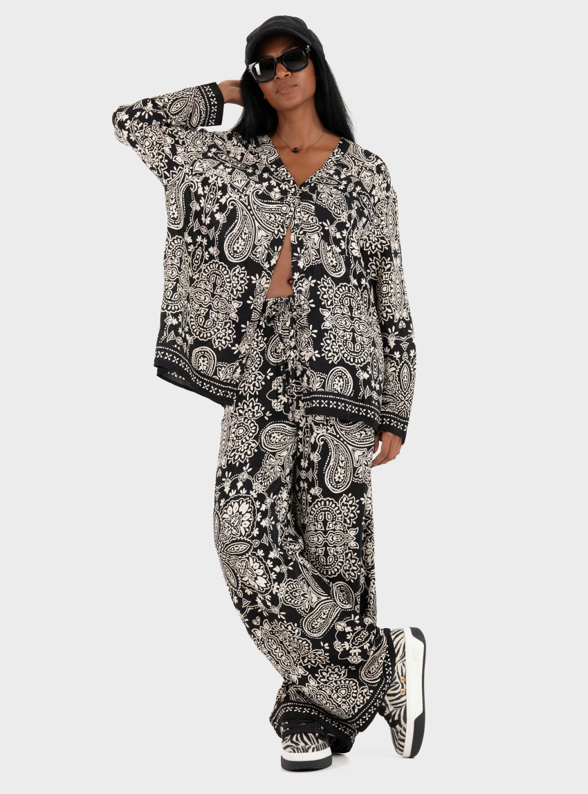 Only Emza Aja Pull Up Pants - Black