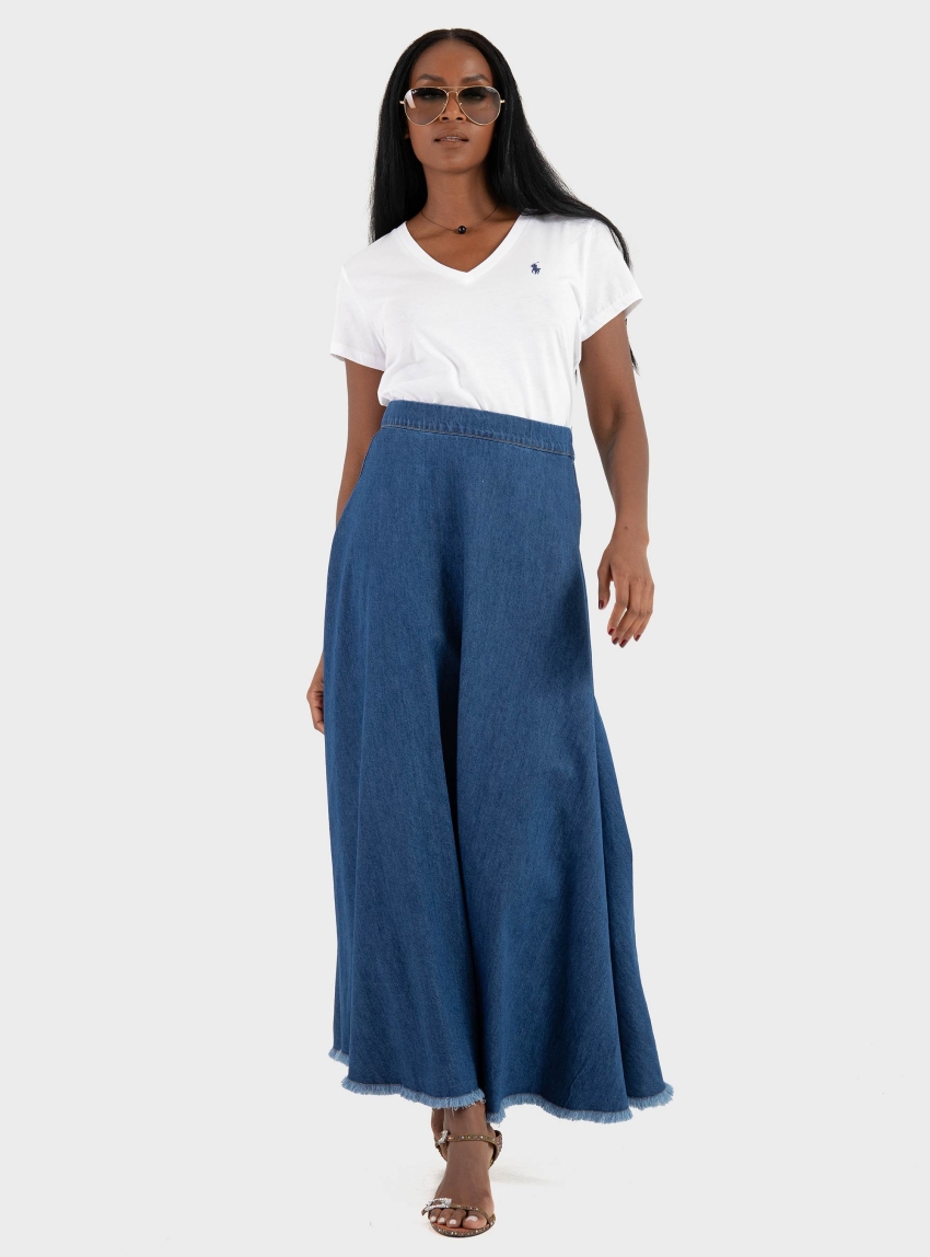 Only Mone Flowy Maxi Denim Skirt - Medium Aged Denim