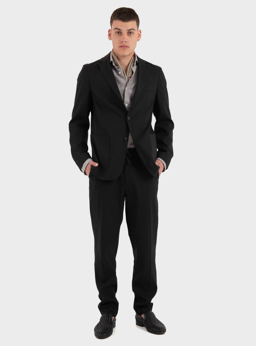 BOSS Tapered-Fit Trousers In A Linen Blend P-Perin-RDS-WG-262 - Black