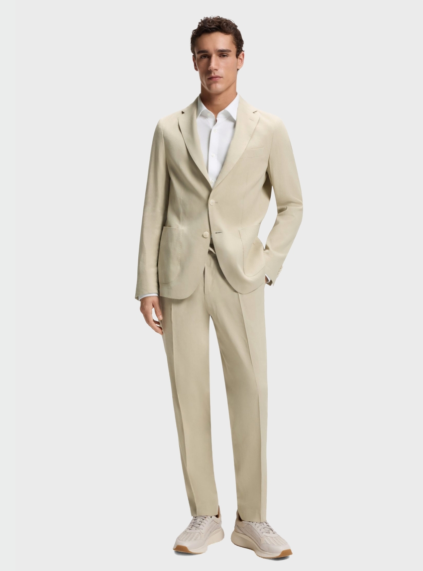 BOSS Tapered-Fit Trousers In A Linen Blend P-Perin-RDS-WG-262 - Light Beige