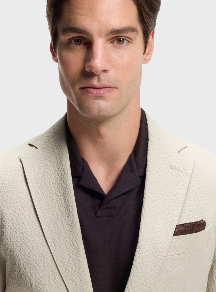 BOSS Slim-Fit Blazer In Stretch-Cotton Seersucker C-Hanry-262 - Light Beige